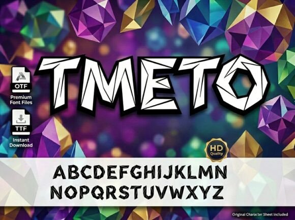 Tmeto Font: Bold & Crystalline Design